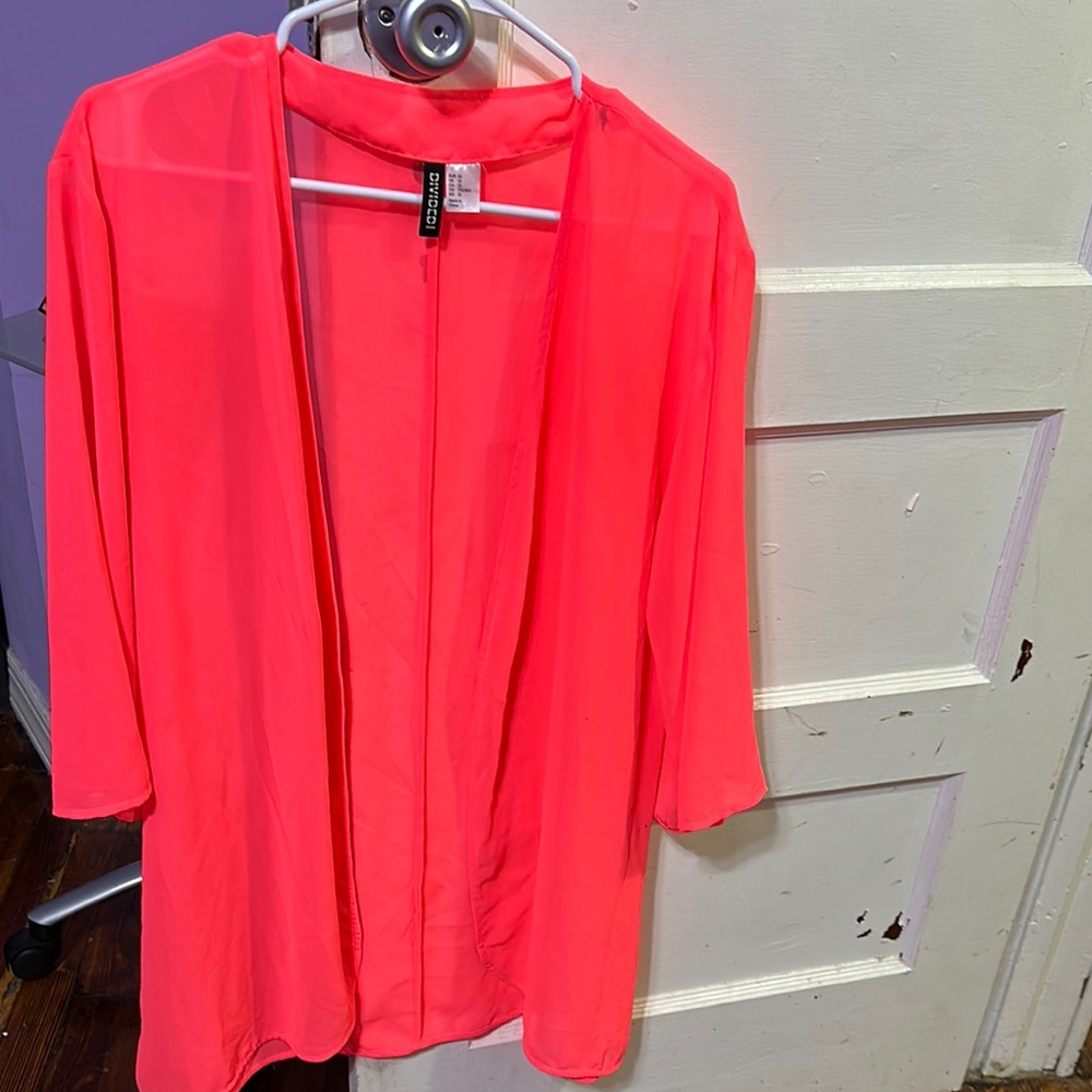 CLOSET CLOSING H&M Divided Coral Sheer Cardigan